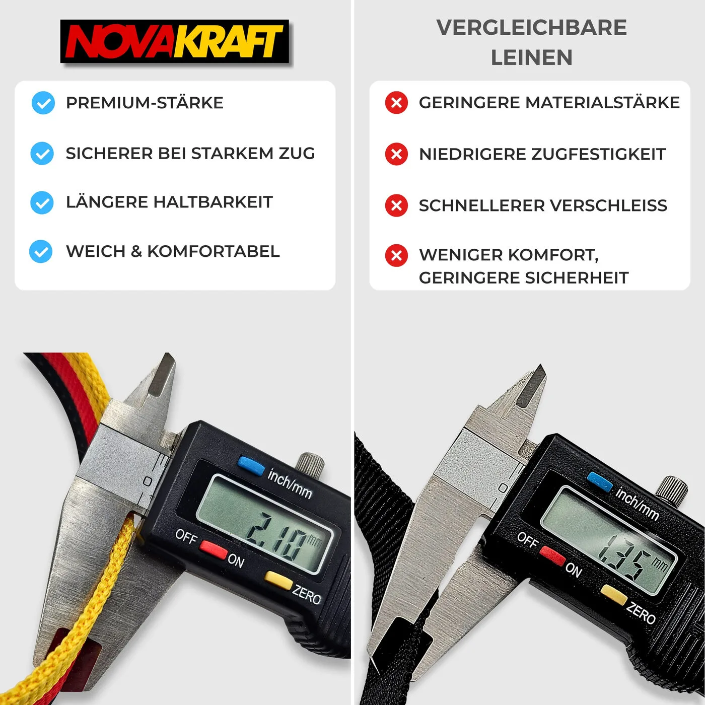2,1 mm Premium-Materialstärke gegenüber vergleichbaren Leinen