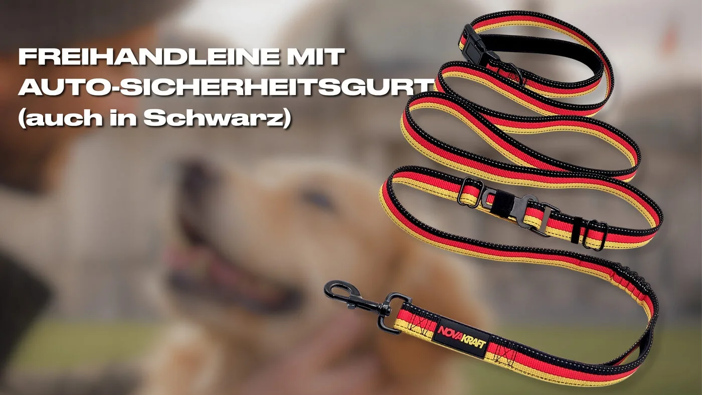 NOVAKRAFT Freihandleine mit Auto-Sicherheitsgurt — auch in Schwarz
